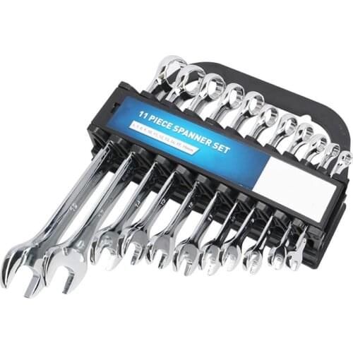 11Pcs 6-19mm Dual-end Ratcheting Box Combination Wrenches 2 in 1 Torx Open End Metric Wrench Spanner Car Maintenance Tool Set