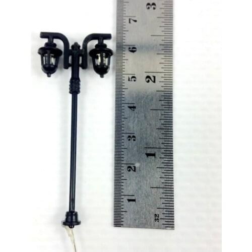 20pcs model train railway lamps 1/100 scale 6.5cm high miniature led 3V street double head GARDEN light for architectural layout