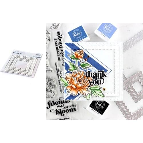2021 New Arrival DIY Wave Square Frame Background Metal Cutting Dies Stencil Craft Decor Template for Scrapbooking Design Model