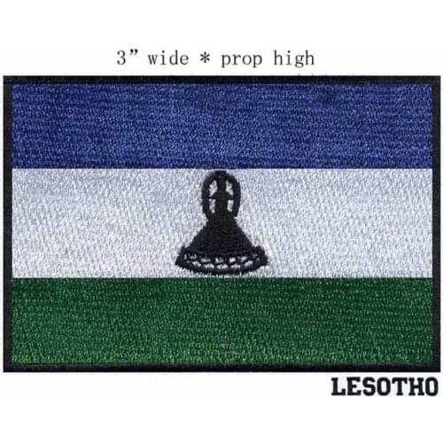 3 "wide Patches for clothing iron embroidery flag patch black border of LESOTHO all for children clothing