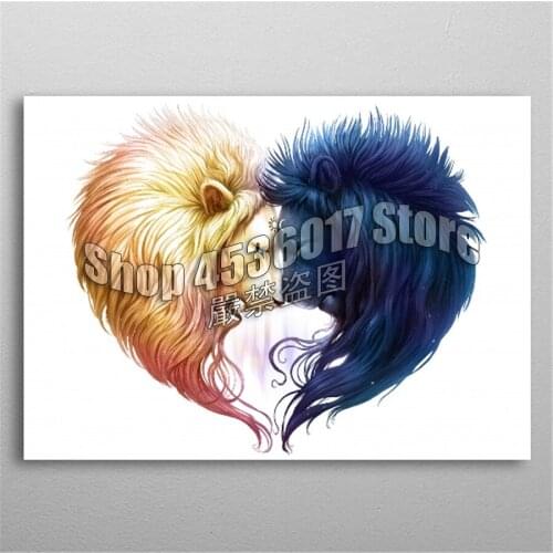 5d Diy Diamond Painting Cross Stitch Diamond Embroidery Lion Day & Night Diamond Mosaic Paintings Full Gifts Picture Home Decor