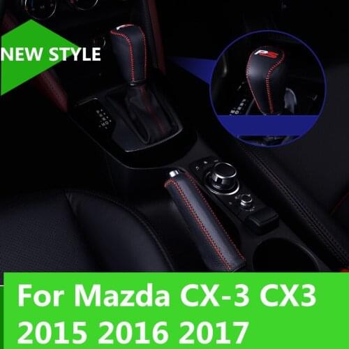 Automotive interior car gear sets shift gear set handbrake sleeve Interior decoration For Mazda CX-3 CX3 2015 2016 2017