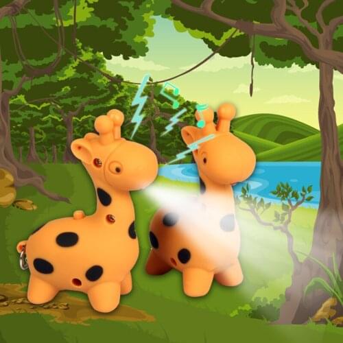 FREE SHIPPPING BY DHL 200pcs/lot 2015 Plastic LED Spotted Deer Keychains with Sound Novelty Deer Keyrings for Kids