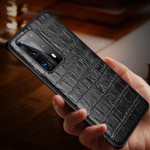 Genuine Leather Case for Huawei P40 Pro Plus Case Alligator Grain Phone Soft Back Case for Huawei P40 Pro Plus P40Pro Cover
