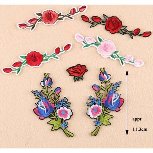 Black Flower Red Rose Embroidered Patch Iron On Patch Clothes Patch For Dress Hat Purse Clothing Woman