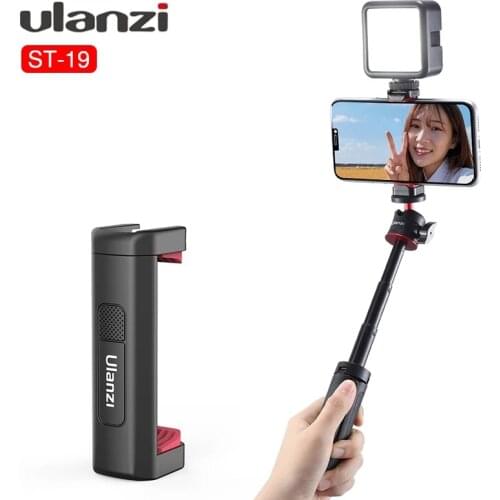 Ulanzi ST-19 Universal Phone Mount Holder Clamp Clip With Cold Shoe 1/4'' Tripod Mount Microphone Fill Light Vlog Live Youtube