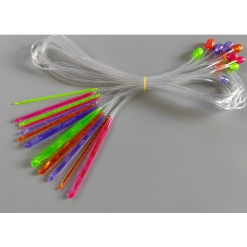 DONYAMY 1 Set 12 Sizes Flexible Plastic Afghan Tunisian Crochet Hook Weave Set Knit Needles