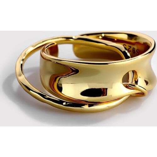 925 sterling silver double ring female cross-border Japan simple retro hip hop exaggerated couples personality adjustable ring