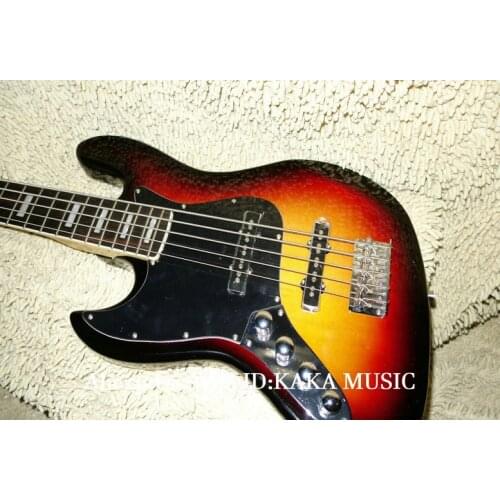 Left Handed Sunburst 5 strings Electric Bass Wholesale Guitars Top Musical instruments
