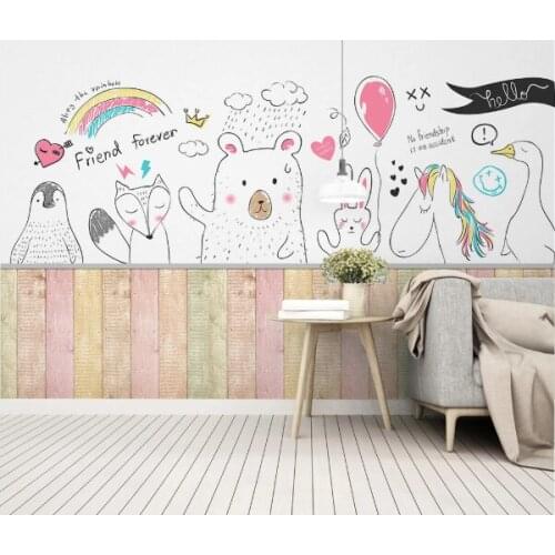 European Animal Wallpaper Roll Carton Murals for Kids Bedroom Wall Decor Contact Paper 3D Art Wall Painting Mural