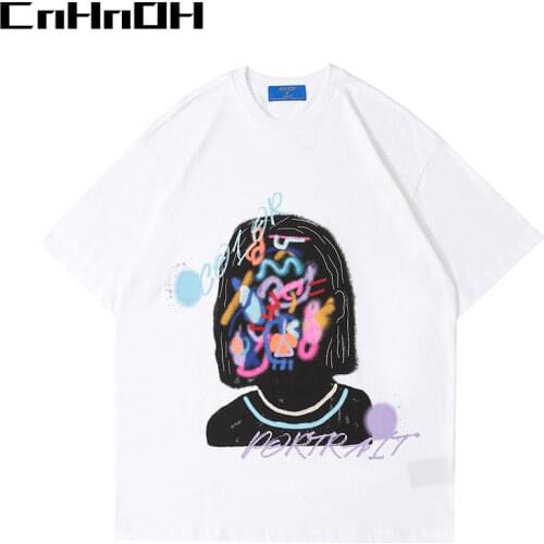 CnHnOH spring and summer new arrival fashion street fashion personality inkjet portrait oversize short-sleeved t-shirt 10003