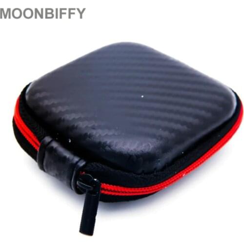 Carbon Fiber Zipper Headphones Box Earphone Earbuds Hard Case Trinketry Storage Carrying Pouch Bag SD Card Hold PU Charms Boxs