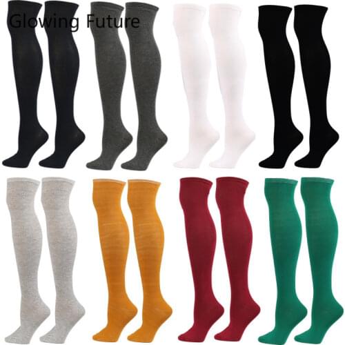 Japanese Womens Thigh High Sock Striped Jacquard Soft Breathable Knee High Socks Dance COSPIAY Anime Warm High Stockings