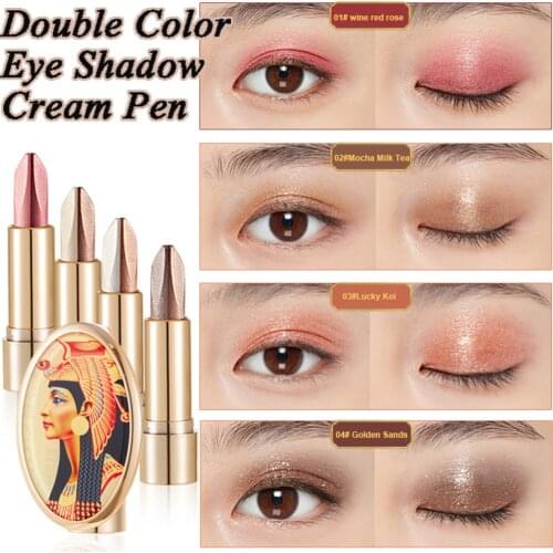 Double Color Gradient Shimmer Eye Shadow Cream Pencil Pen Stick Waterproof Eyeliner Professional Eye Makeup Cosmetics Tool