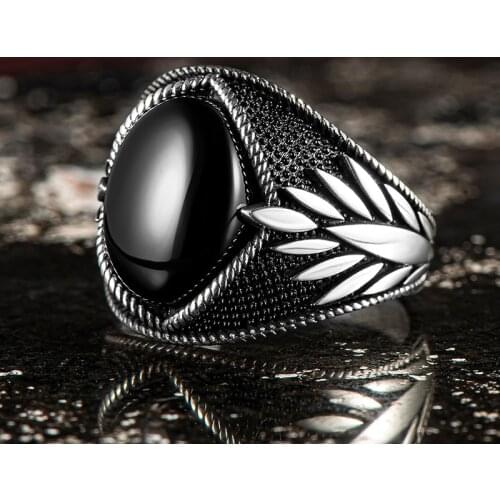 Black Onyx Stone Ring Silver Men Ring 925 Sterling Silver Ring Made in Turkey