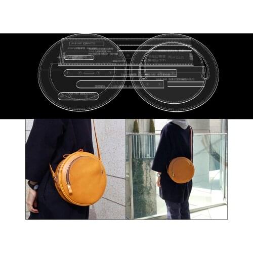 Diy leather goods mens round cake bag version drawings cross body bag acrylic template design pattern