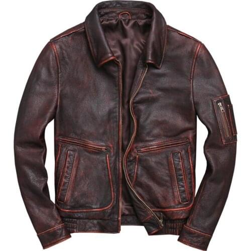 Russian Winter Distressed Genuine Leather Jacket and Coat For Men Vintage Motorcycle Air Force Jackets European Streetwear 5XL