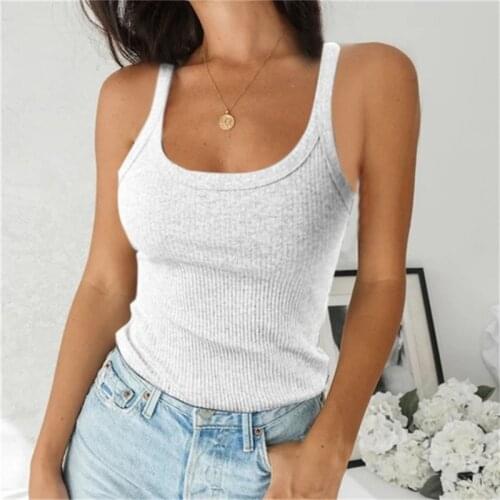 Large Size Ladies Casual Solid Color Tank Tops Women Sexy Slim Camisloe Heigh Quality U-Neck Vest For Female