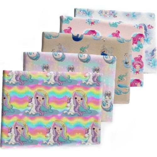 Cute Cartoon Mermaid Pattern Printed Bullet Textured Liverpool Patchwork Tissue Kids home textile 50*145cm