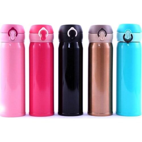Mini 500ML Bpa-Free Insulated Milk Coffee Cup 304 Stainless Steel Thermos Water Bottle Vacuum Flask Travel Slim Tea Mug Travel
