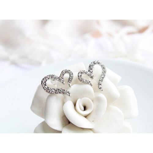 Fashion Stud Earrings Crystal Heart Silver Plated Studs Girls Crystal Earrings For Girlfriend Gift For Women As Gift