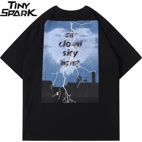 Men Hip Hop Streetwear Oversize Tshirt Lightning Letter Heart Print T Shirt Harajuku Cotton 2021 Summer Short Sleeve T-Shirt