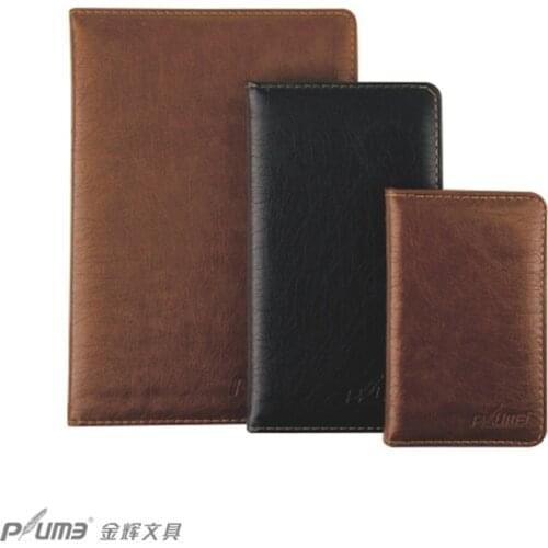 Soft Brown & Black A5 Sewing Business Leather Journal With Emboss Logo