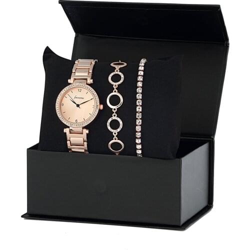 Rose Sleeve Clock Bracelet Kombin Set