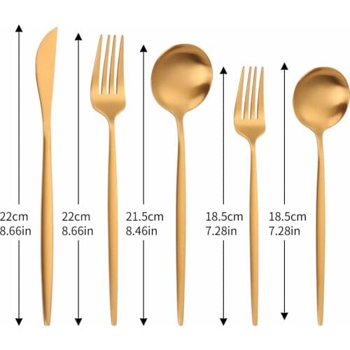 5Pcs Matte Gold Stainless Steel Cutlery Set Tableware Dinnerware Birthday Dinner Flatware Set Kitchen Forks Knives Spoons Set