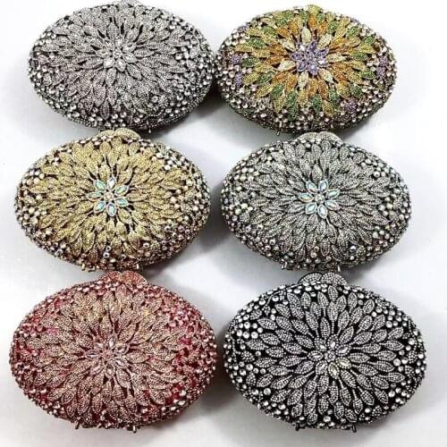 New Fashion Gold/Silver Flower Diamond Clutch Purse XIYUAN Rhinestone Crystal Evening Handbags Best Designer Women’s Mini Bags