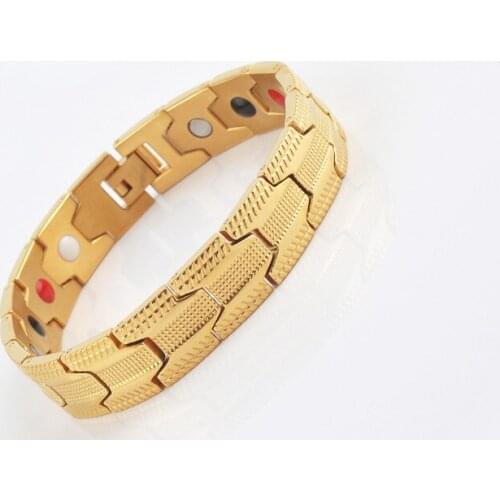 New Bio Elements Energy Magnet Bracelet Men Health Care Jewelry Stainless Steel Hand Chain Germanium Bracelet Adjustable Length