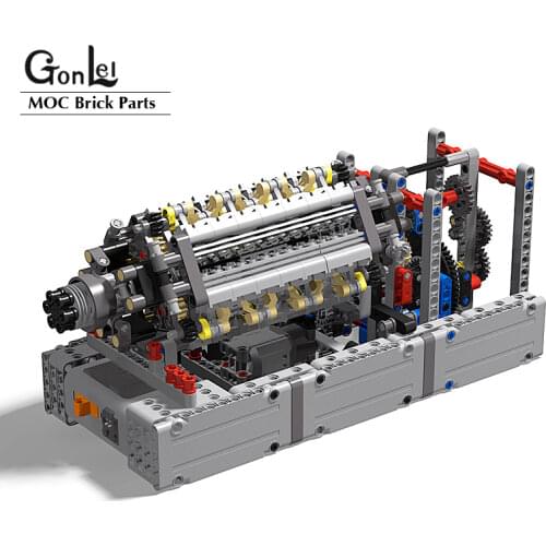 NEW MOC Napier Deltic Engine V42 Engine Gearbox Sequential Building Blocks Bricks DIY Toys for High-Tech MOC Creactor Cars