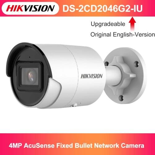 Original Hikvision 4MP AcuSense Fixed Bullet Outdoor Deep Learning H.265+ Network Camera DS-2CD2046G2-IU