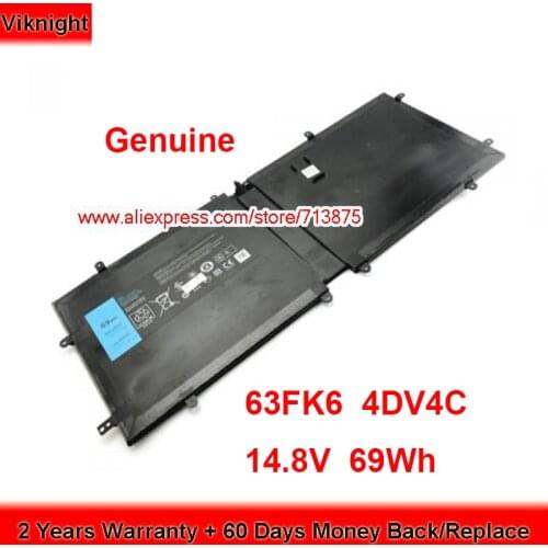 Genuine 4DV4C Battery 63FK6 for Dell XPS 1810 1820 1820-D1598T D10H3 Laptop 14.8V 69Wh