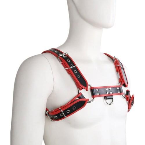 Sexy Men PU Faux Leather Bandage Tops Straps Short Tank Top Bondage Hot Men Tops Harness Male Gay Lingerie Gay Wear F35
