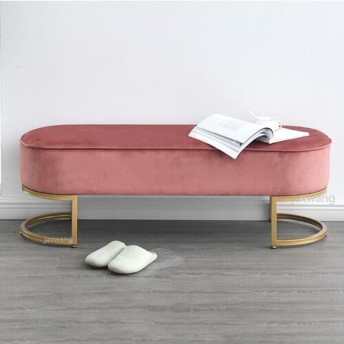 Nordic Shoes Bench Clothing Store Test Shoes Stool Door Bedroom Bed End Stool Fabric Sofa Bench Wrought Iron Strip Chair