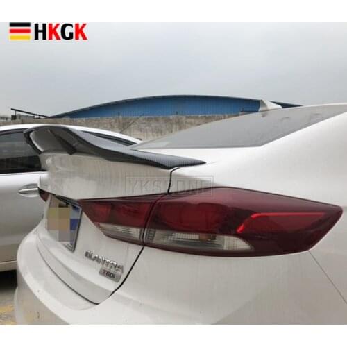 For Hyundai Elantra spoiler 2017 2018 19 High Quality carbon fiber spoiler Car Rear Wing Primer Color rear Trunk tail fin sports