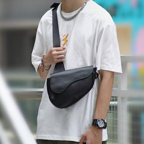 Vintage Men Leather Shoulder Bag Unisex Fashion Saddle Bag Outdoor Casual Male Phone Messenger Bag Travel Black Mini Bag