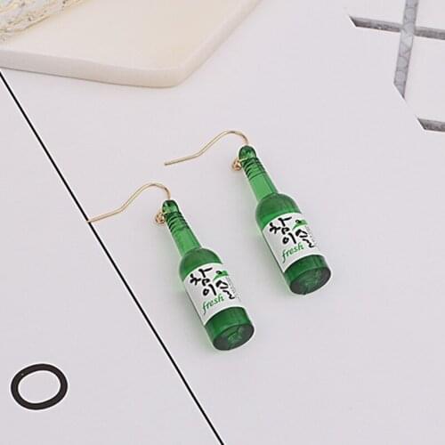New Style Resin Fake Glass Beer Bottle Dangle Earrings For Women Boucle d'oreille Fashion Korean Drop Earring Harajuku Jewelry
