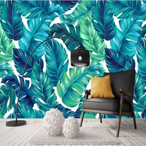 Wellyu Modern simple fresh rain forest plant banana leaf garden mural wall custom large mural green silk wallpaper