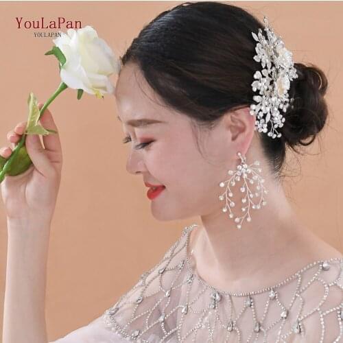 YouLaPan HP352 Silver Color Flower Headpiece Women Bride Hair Ornament Rhinestone Hair Jewelry Luxury Bridal Hair Comb Hair Clip