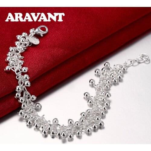 Hot Sale 925 Silver Smooth Grapes Bead Chain Bracelet For Women Wedding Bracelets Jewelry