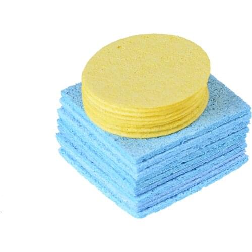 10pcs Solder Iron Tip Welding PCB Cleaning Pads Universal Soldering Iron Replacement Sponges Yellow Or Blue 5cm, 6x6mm