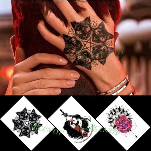 Waterproof Temporary Tattoo Sticker Moon Star Cat Couple knife Flower In Hand Flash Tattoo Fake Tattoo for Men Women Girl 3pcs