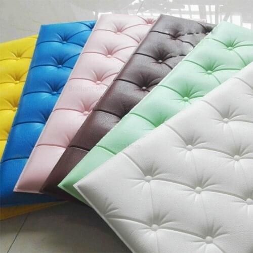 4MM Self-adhesive Headboard Soft Bag Anti-collision Wall Stickers Tatami Soft Stickers Imitation Soft Bag Bed Wall Stickers