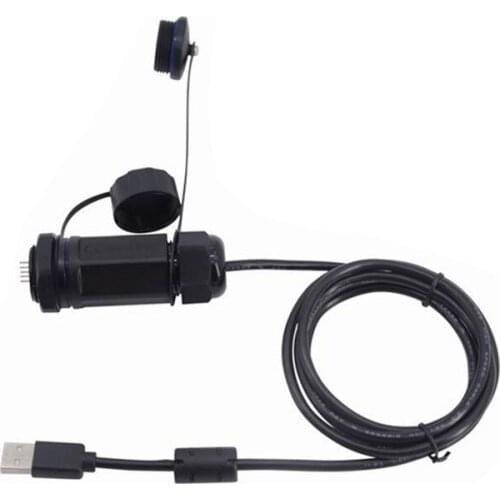 5Pin USB Waterproof Extension Cable Connector 1m 1.5m 3m, M25 IP68 USB 2.0 Type A Female Socket Plug with Dustproof Cap 3FT 5FT