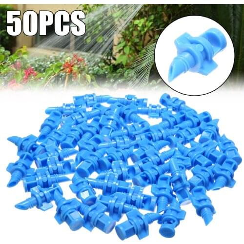 50pcs 90 Degre Atomization Misting Nozzle Water Control Sprayer Mist Sprinkler Connect with Irrigation Drip Hose