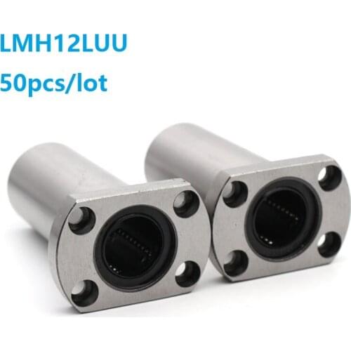 50pcs/lot LMH12LUU Long Type Oval Flange linear motion ball bearing bushing for CNC 3D printer Linear Rod