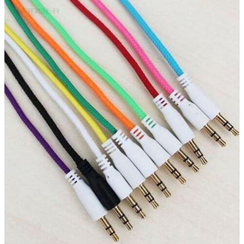 500pcs/lot 3.5mm 3ft Cotton Braided Woven Male to Male MM Audio AUX Cable Stereo Auxiliary Cord For Iphone Car for Mobile Phone