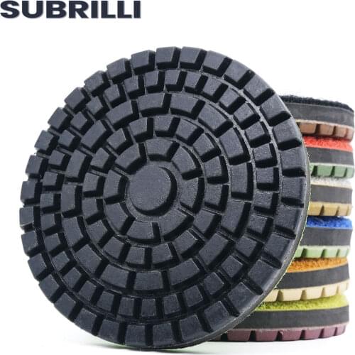 SUBRILLI 3 Inch 7pcs/set Diamond Polishing Pads For Floor Grinding Concrete Wet Use Sanding Disc Abrasive